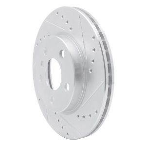 Mini Cooper Brake Rotor (1) - Front Right - R1 Concepts - Drilled & Slotted - Silver - `14-`24